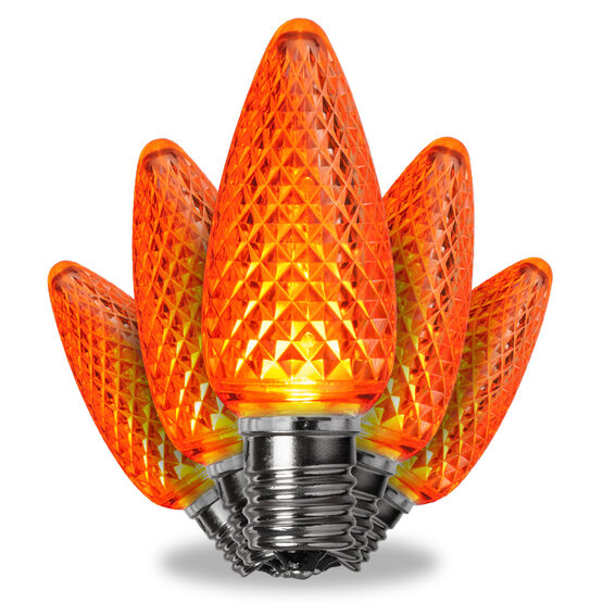 C9 LED Light Bulbs, Amber / Orange, by Kringle Traditions TM 