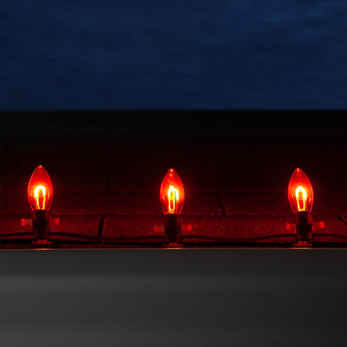 C9 Shatterproof FlexFilament Vintage LED Light Bulb, Red, E17 Base