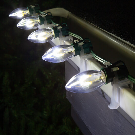 FlexFilament C9 Commercial Shatterproof Vintage LED String Lights, Cool White, 15 Lights, 15'