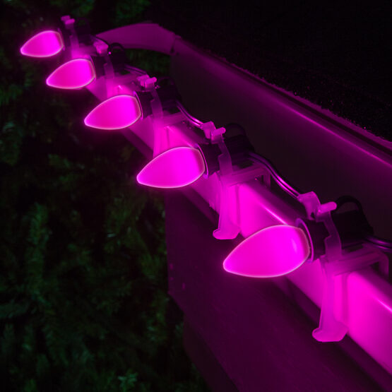 C7 Smooth OptiCore LED Light Bulbs, Pink, E12 Base