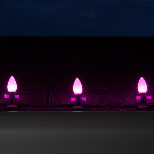C7 Smooth OptiCore LED Light Bulbs, Pink, E12 Base