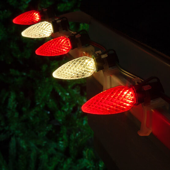 OptiCore C9 Commercial LED String Lights, Red / Warm White, 50 Lights, 50'