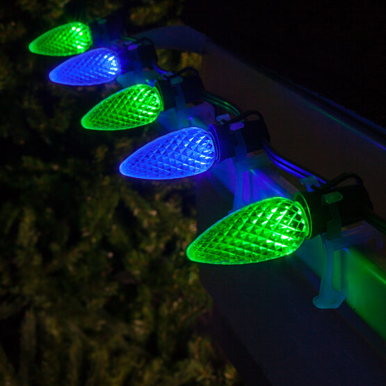 OptiCore C9 Commercial LED String Lights, Blue / Green, 50 Lights, 50'