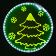 12" Electric Green Lit Medallion with Tree Laser Etching 