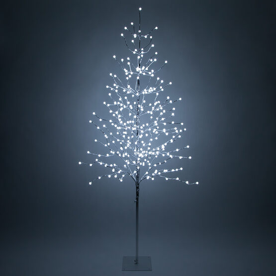 6' Silver Decorative Tree, Cool White LED Mini Globe Lights 