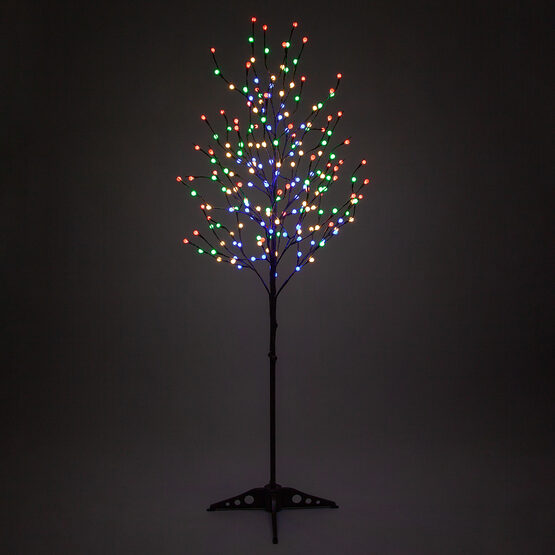 6' Brown Decorative Tree, Multicolor LED Mini Globe Lights 