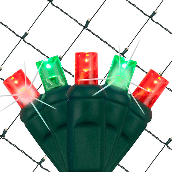 4' x 6' 5mm SoftTwinkle LED Net Lights, Red, Green, Green Wire