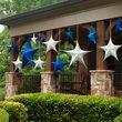 54" Silver Unlit Hanging Star, Fold Flat Frame with Metallic Polymesh