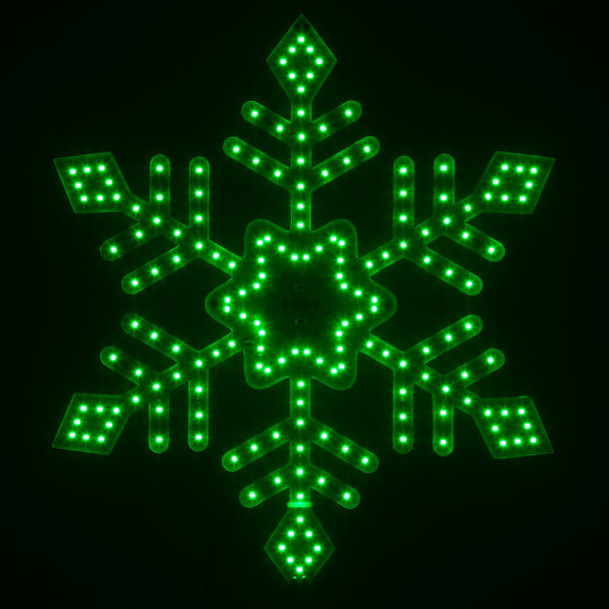 18" LED Ultra Bright SMD Diamond Tipped Snowflake, Green Lights 