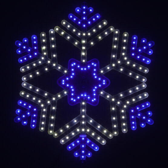18" LED Ultra Bright SMD Hexagon 36 Point Snowflake, Cool White and Blue 