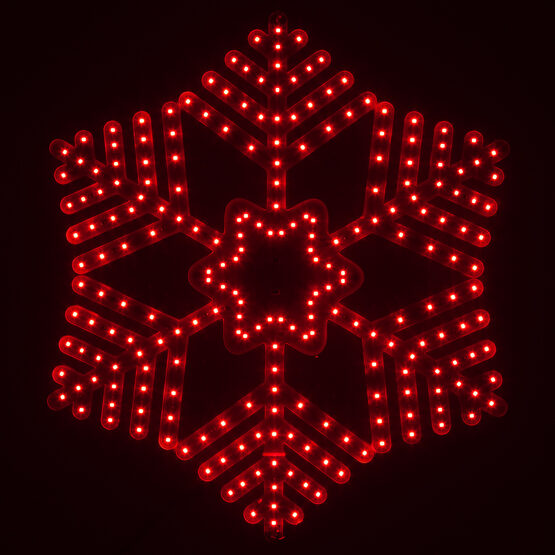 18" LED Ultra Bright SMD Hexagon 36 Point Snowflake, Red Lights 