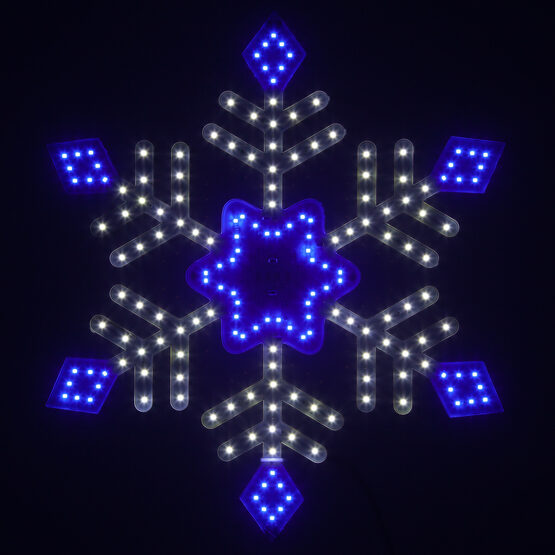 18" LED Ultra Bright SMD Diamond Tipped Snowflake, Blue and Cool White 
