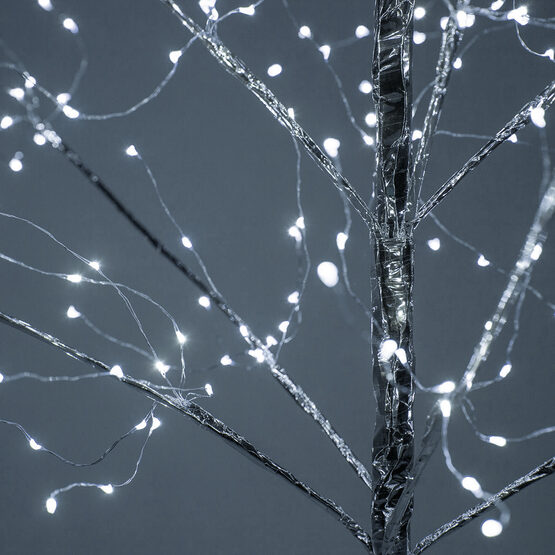 7' Silver Fairy Light Tree, Cool White LED Lights 