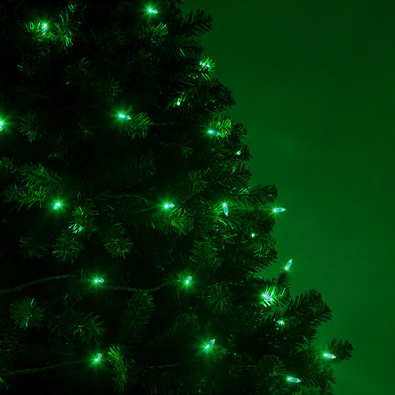T5 Mini Christmas String Lights, Green, Green Wire