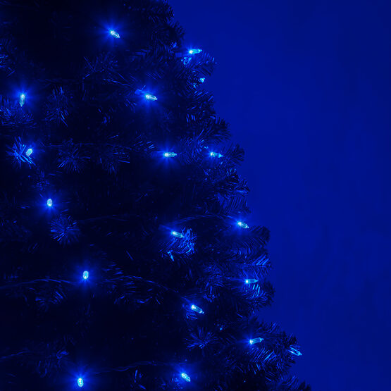 26' T5 Mini Christmas String Lights, Blue, Green Wire