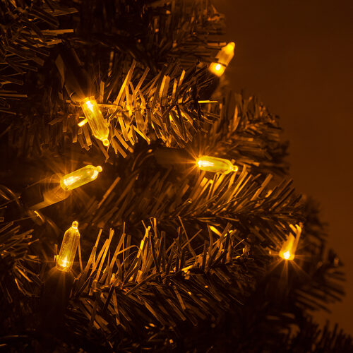 26' T5 Mini Christmas String Lights, Gold, Green Wire