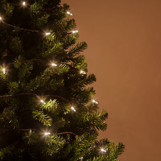 26' T5 Mini Christmas String Lights, Warm White, Brown Wire