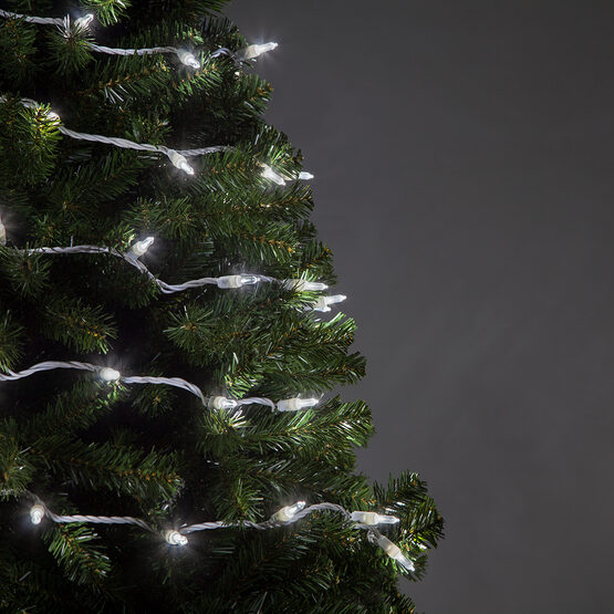 17' T5 Mini Christmas String Lights, Cool White, White Wire