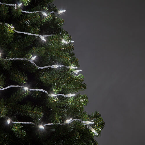 17' T5 Mini Christmas String Lights, Cool White, White Wire