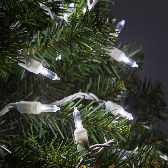 17' T5 Mini Christmas String Lights, Cool White, White Wire