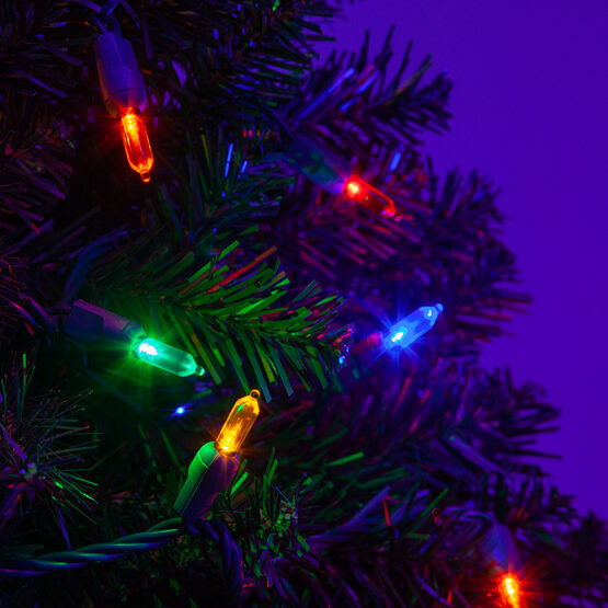 T5 Mini Christmas String Lights, Multicolor, Green Wire