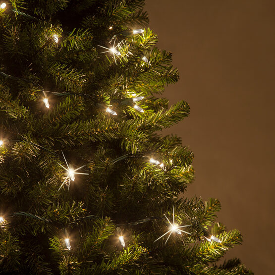 26' T5 Mini Christmas String Lights, Warm White Twinkle, Green Wire