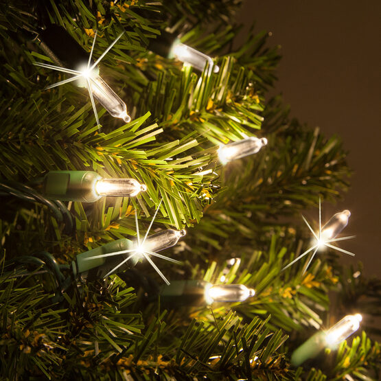 26' T5 Mini Christmas String Lights, Warm White Twinkle, Green Wire