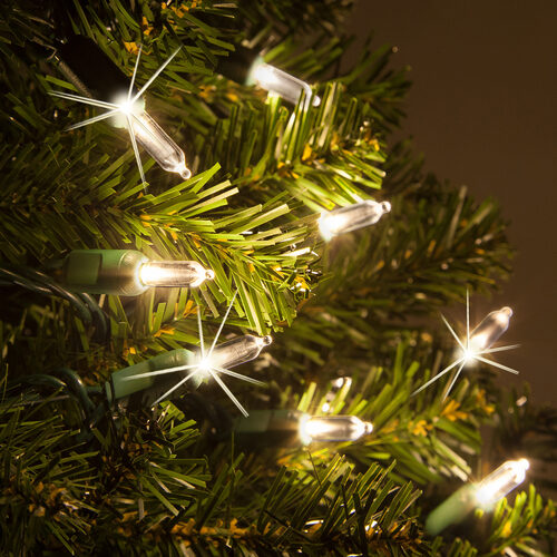 26' T5 Mini Christmas String Lights, Warm White Twinkle, Green Wire
