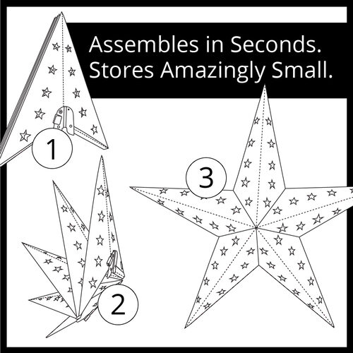 18" Green Aurora Superstar TM 5 Point Star Lantern, Fold-Flat, LED Lights 