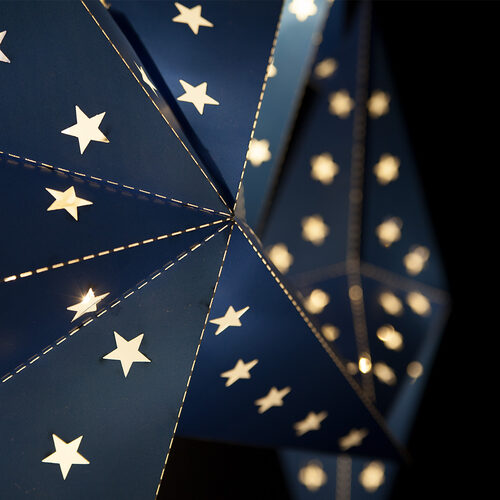 Battery Operated 30" Blue Aurora Superstar TM 5 Point Star Lantern, Fold-Flat, LED Lights, Outdoor Rated