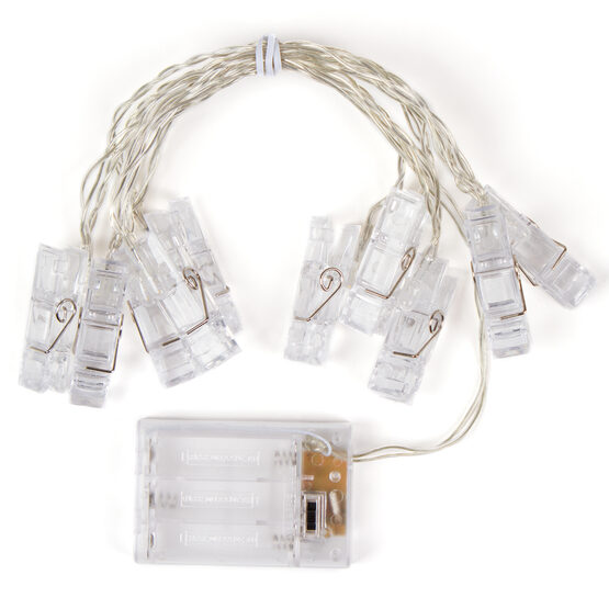 LED Clothes Pin String Lights, 10 Warm White Lights