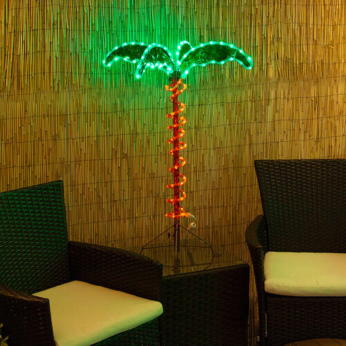 Deluxe Rope Light LED Lighted Palm Tree with Green Canopy Yard Envy