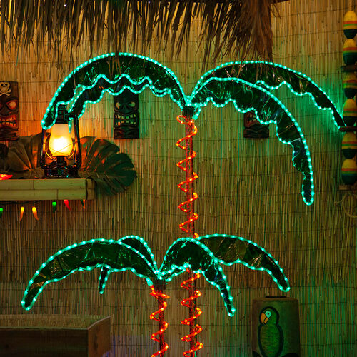 Deluxe Rope Light LED Lighted Palm Tree with Green Canopy Yard Envy