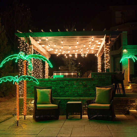 Deluxe Rope Light LED Lighted Palm Tree with Green Canopy Yard Envy