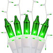 100 Icicle Lights, Green, White Wire