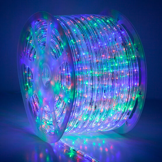150' Multi: Red, Blue, Green, Yellow LED Rope Light, 120 Volt, 1/2"