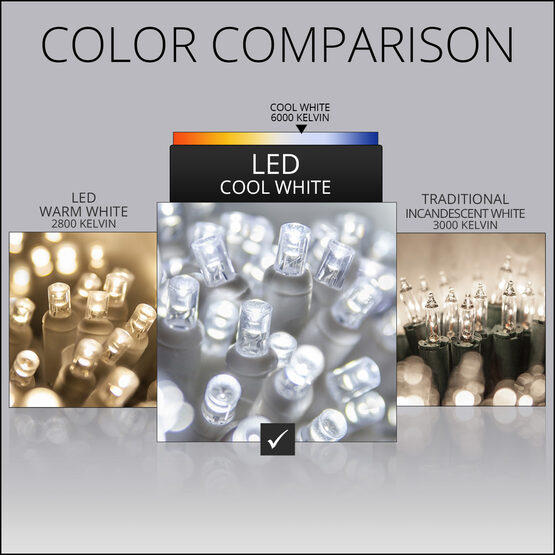 4' x 6' 5mm LED Net Lights, Cool White, White Wire
