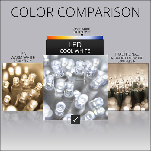 4' x 6' 5mm LED Net Lights, Cool White, White Wire