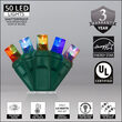 17' Wide Angle LED Mini Lights, Multicolor Color Change, Green Wire