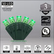 26' Wide Angle LED Mini Lights, Green, Green Wire