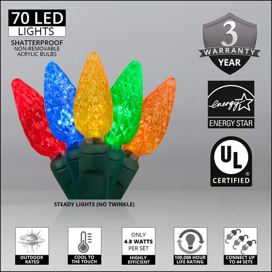 24' Strawberry LED String Lights, Multicolor, Green Wire