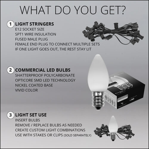 Smooth OptiCore C7 Commercial LED String Lights, Green, 25 Lights, 25'
