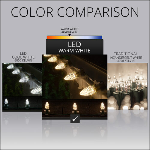 C7 OptiCore LED Light Bulbs, Warm White Twinkle, E12 Base