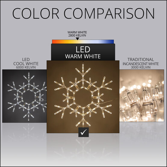 36" LED Folding Snowflake, Warm White Lights 