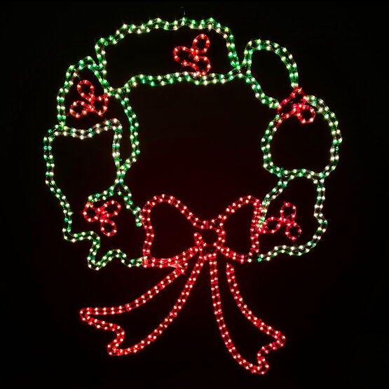 Large Wreath Motif Red And Green Lights Yard Envy Large Wreath Motif Red And, Large Outdoor Led Wreath