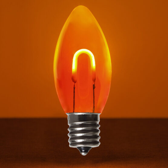 C9 Shatterproof FlexFilament Vintage LED Light Bulb, Amber / Orange, E17 Base