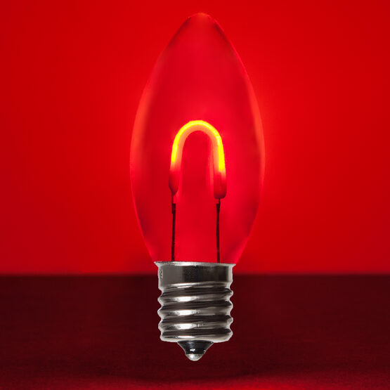 C9 Shatterproof FlexFilament Vintage LED Light Bulb, Red, E17 Base