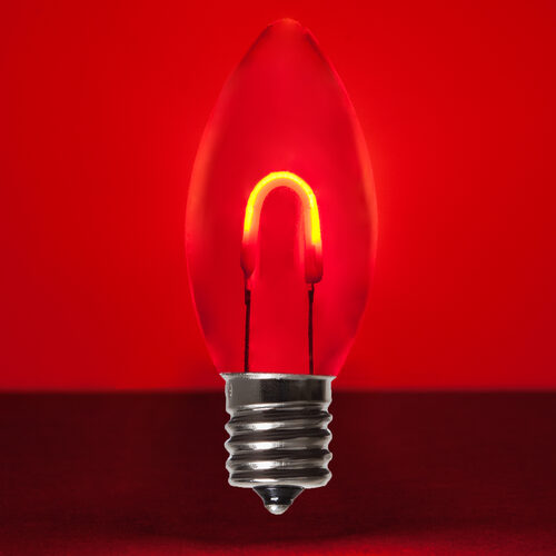 C9 Shatterproof FlexFilament Vintage LED Light Bulb, Red, E17 Base