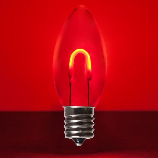 C9 Shatterproof FlexFilament Vintage LED Light Bulb, Red
