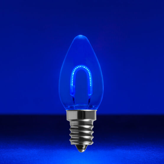 C7 Shatterproof FlexFilament Vintage LED Light Bulb, Blue, E12 Base